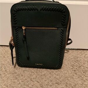 Calpak Dark Green Backpack with Gold Accents